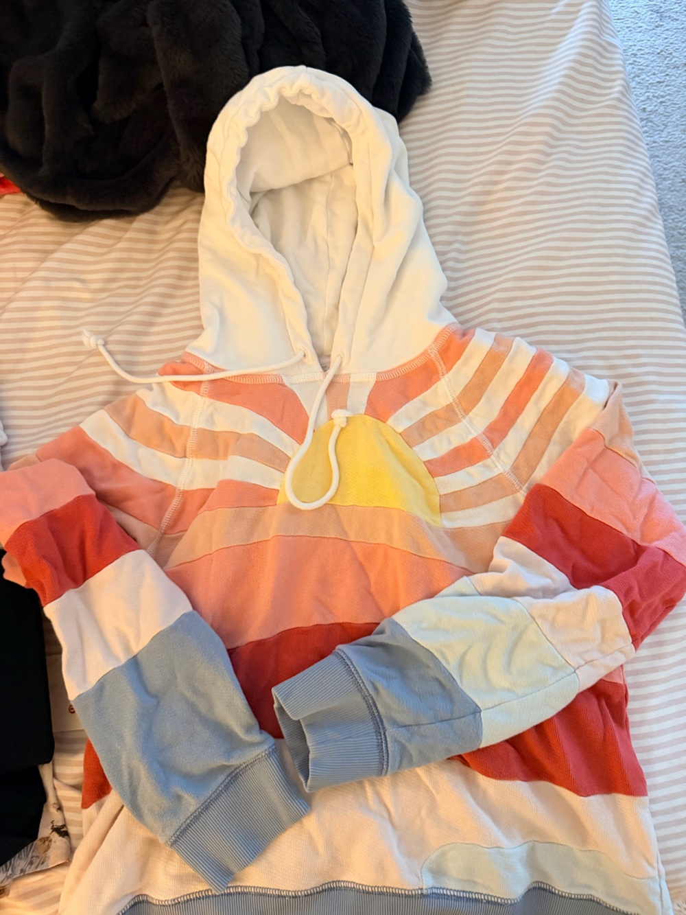 Faherty Multi-Color Sunrise Stripe Hoodie - Peach, Yellow & Blue